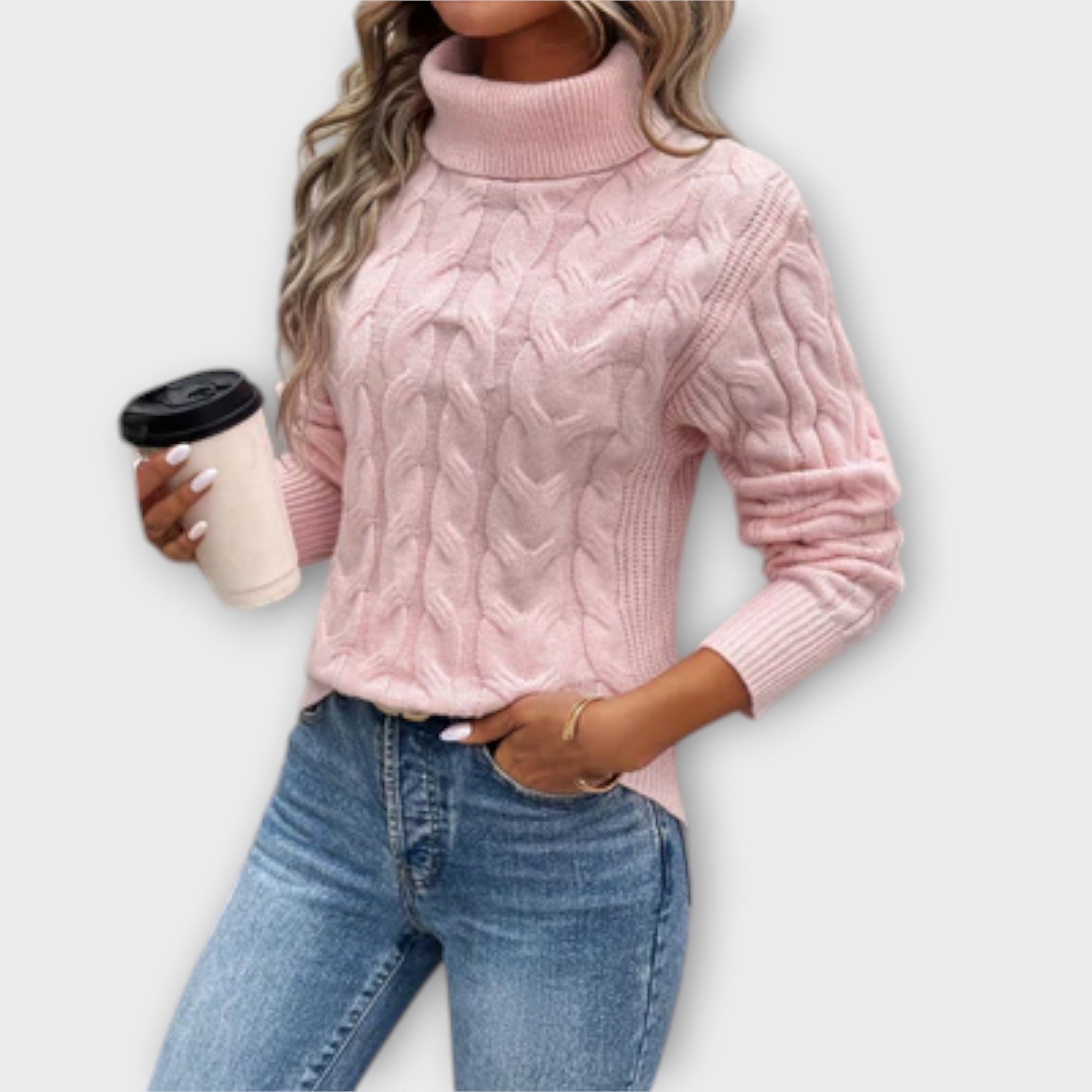 Ava™ – Elegant High Neck Knit Sweater