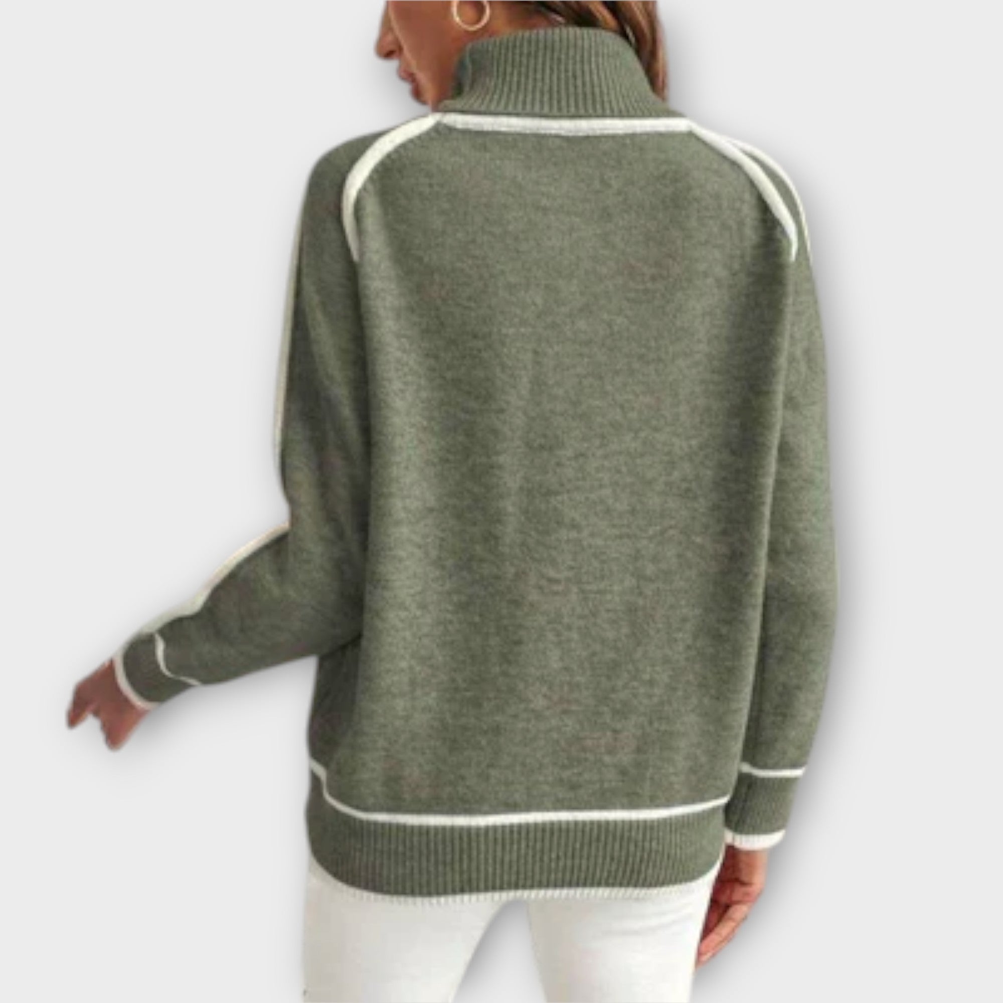 Ava™ - Luxury Olive Green Linen Sweater