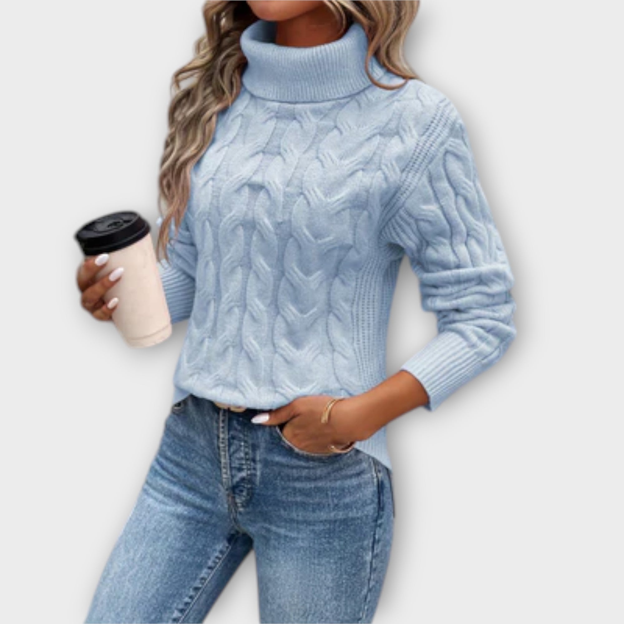 Ava™ – Elegant High Neck Knit Sweater