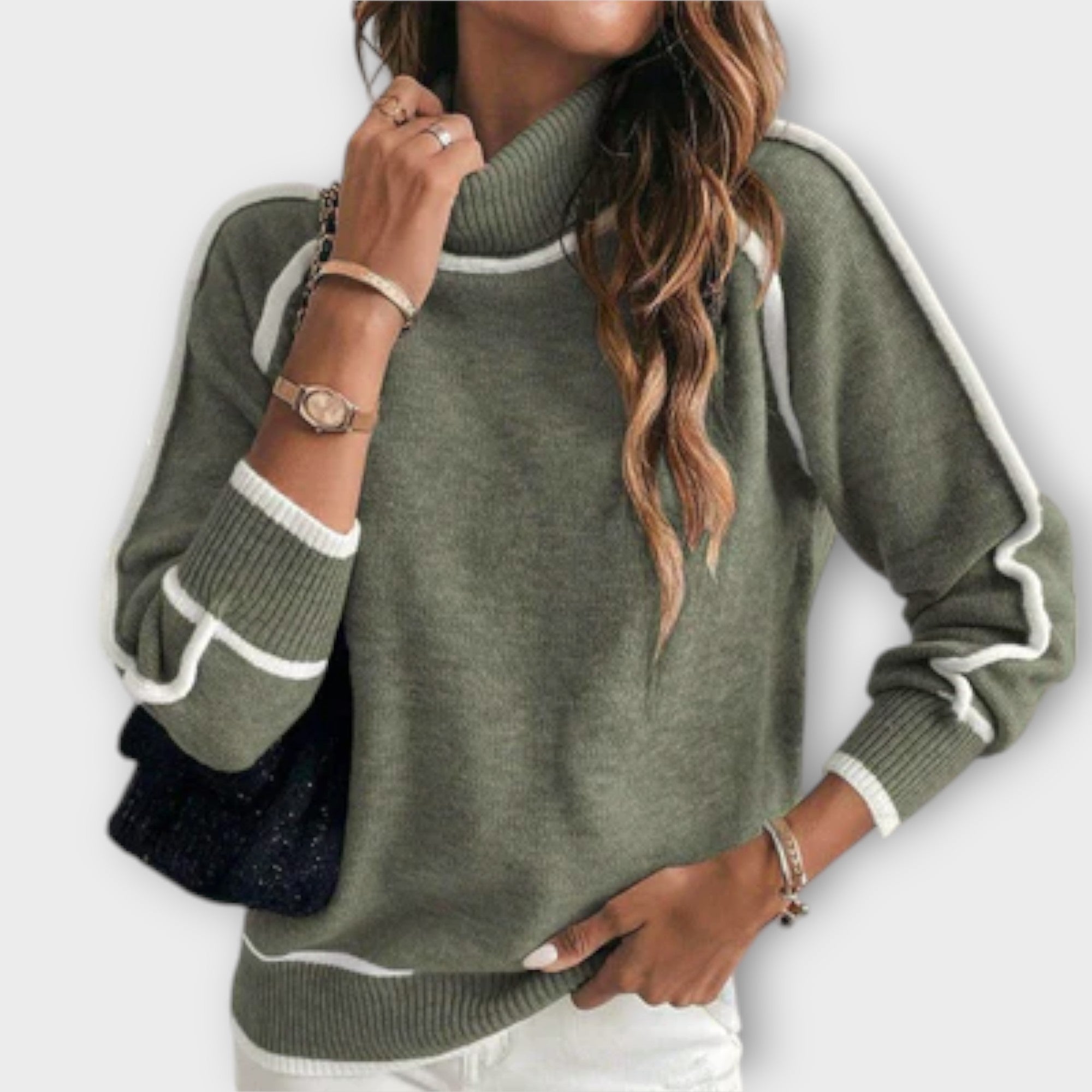 Ava™ - Luxury Olive Green Linen Sweater