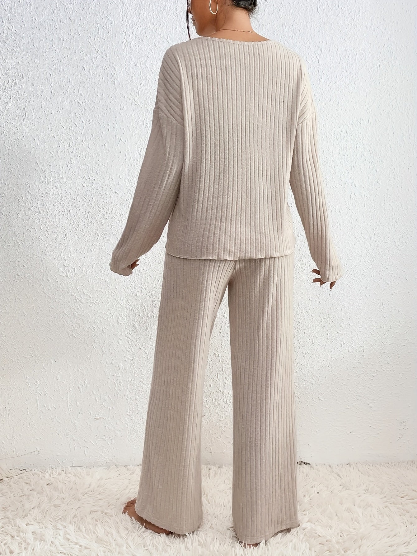 Ava™ | Elegant Set for Women with Ribbed Sweater and Straight Pants
