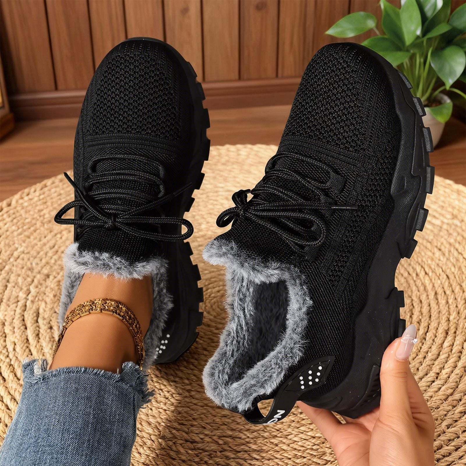 Ava™ - Casual Fleece Lace-Up Lightweight Sneakers