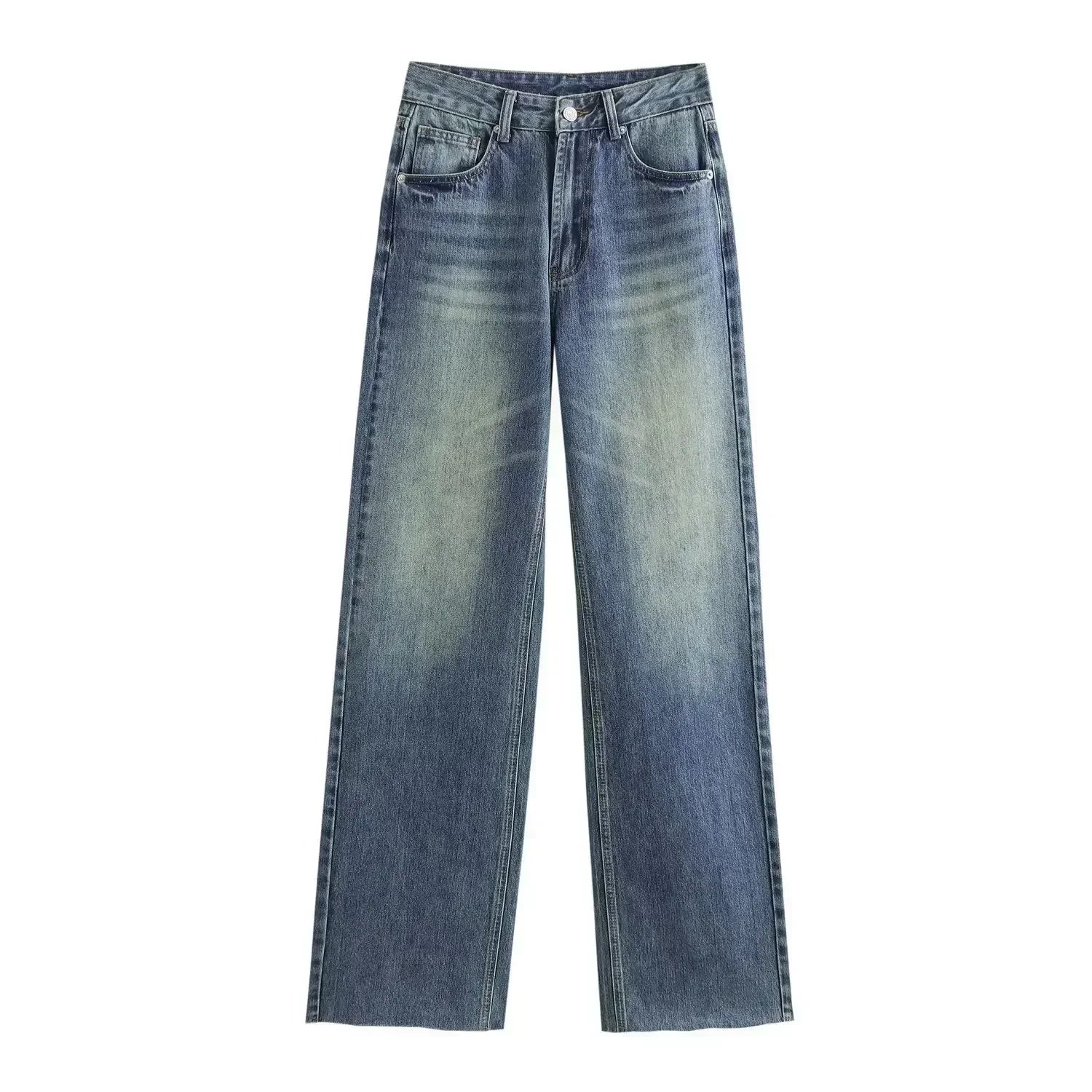 Ava™ | Wide Jeans with Worn Effect