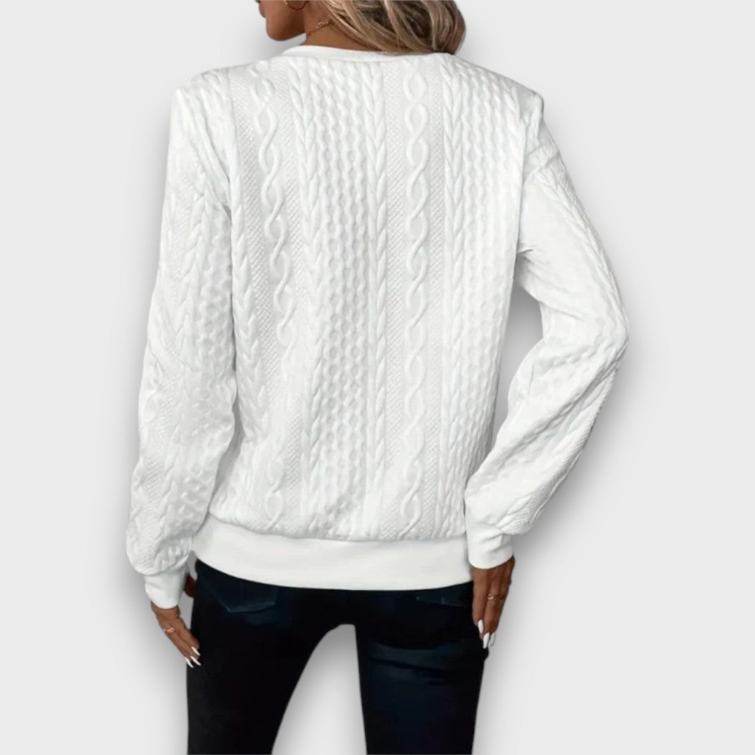 Ava™ - Cable-Knit Zip Front Sweater