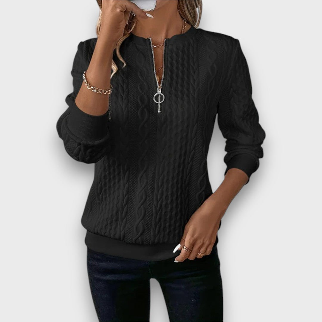 Ava™ - Cable-Knit Zip Front Sweater
