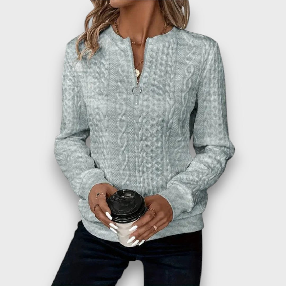 Ava™ - Cable-Knit Zip Front Sweater