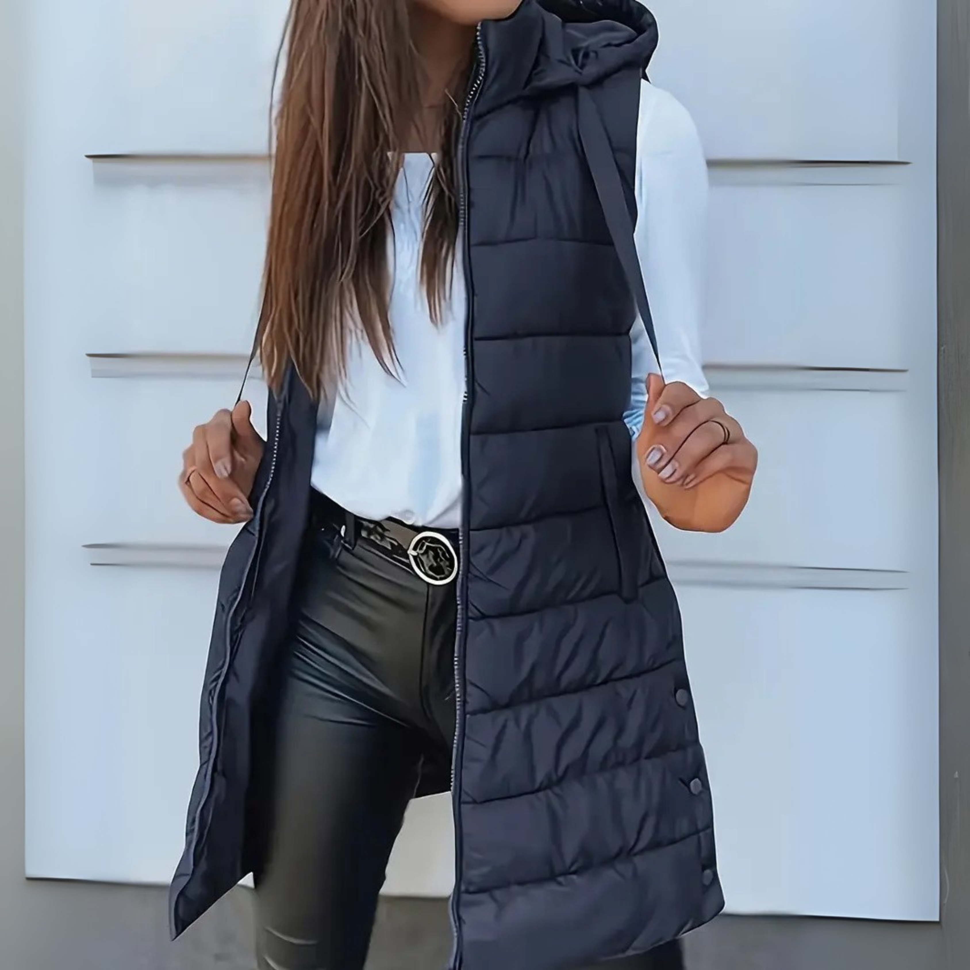 Ava™ - Casual Sleeveless Hood Long Puffer Vest