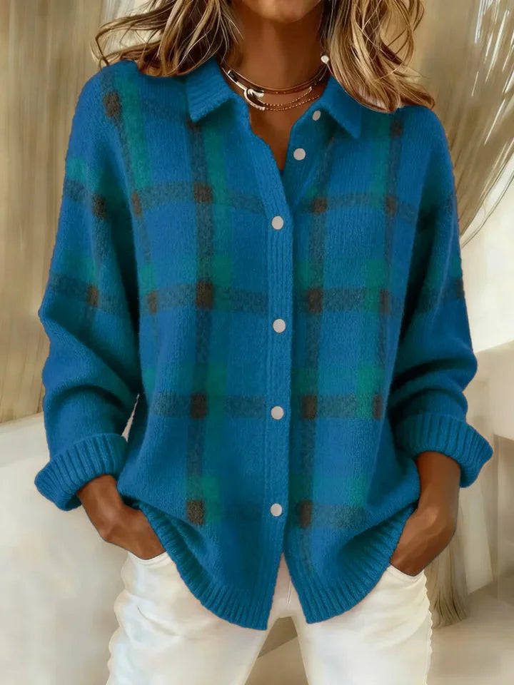 Ava™ - Chic and Cozy Checkered Cardigan