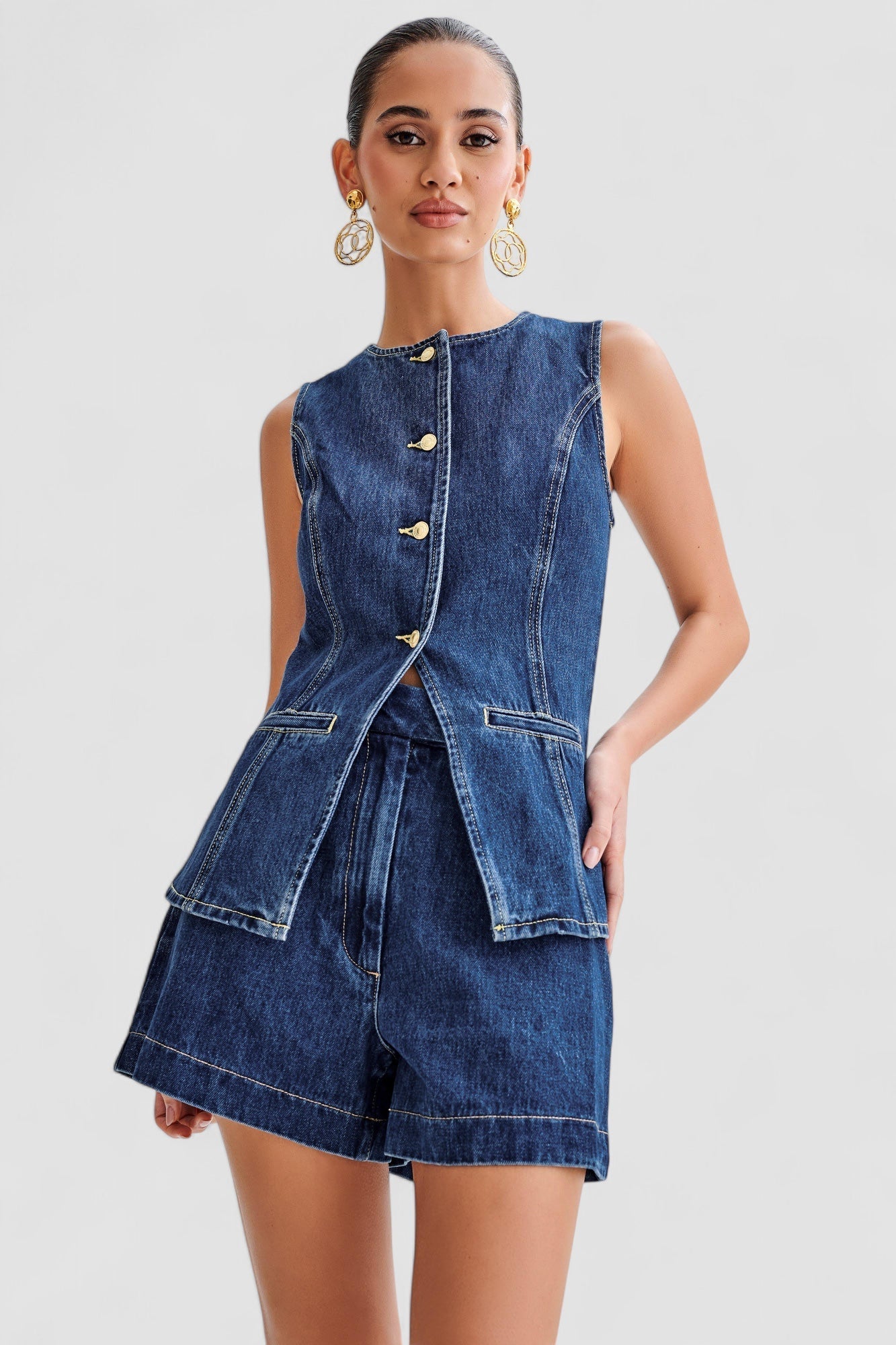 Ava™ | Trendy Denim Set with Buttons
