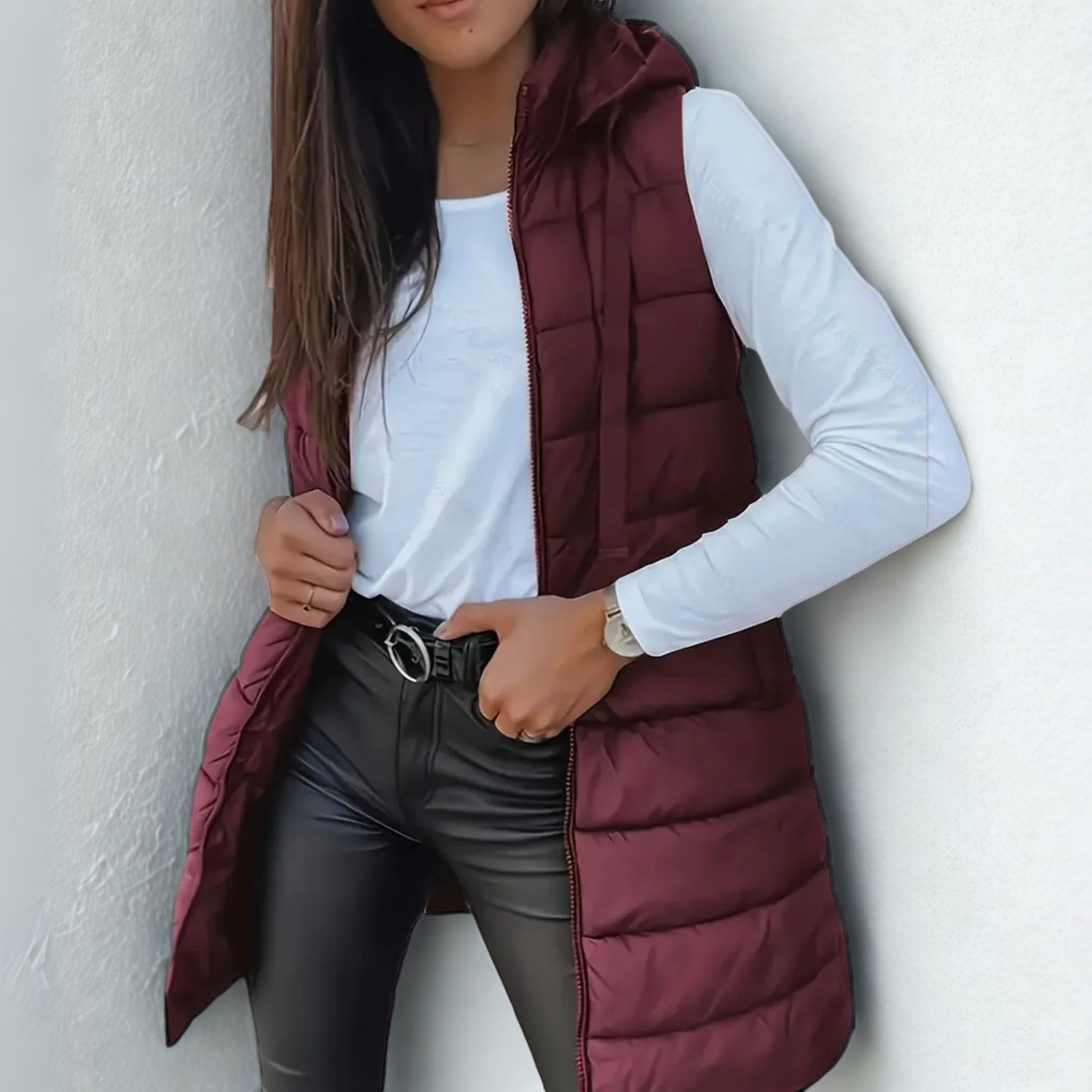 Ava™ - Casual Sleeveless Hood Long Puffer Vest