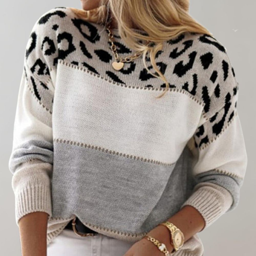 Ava™ - Elegant sweater with leopard print