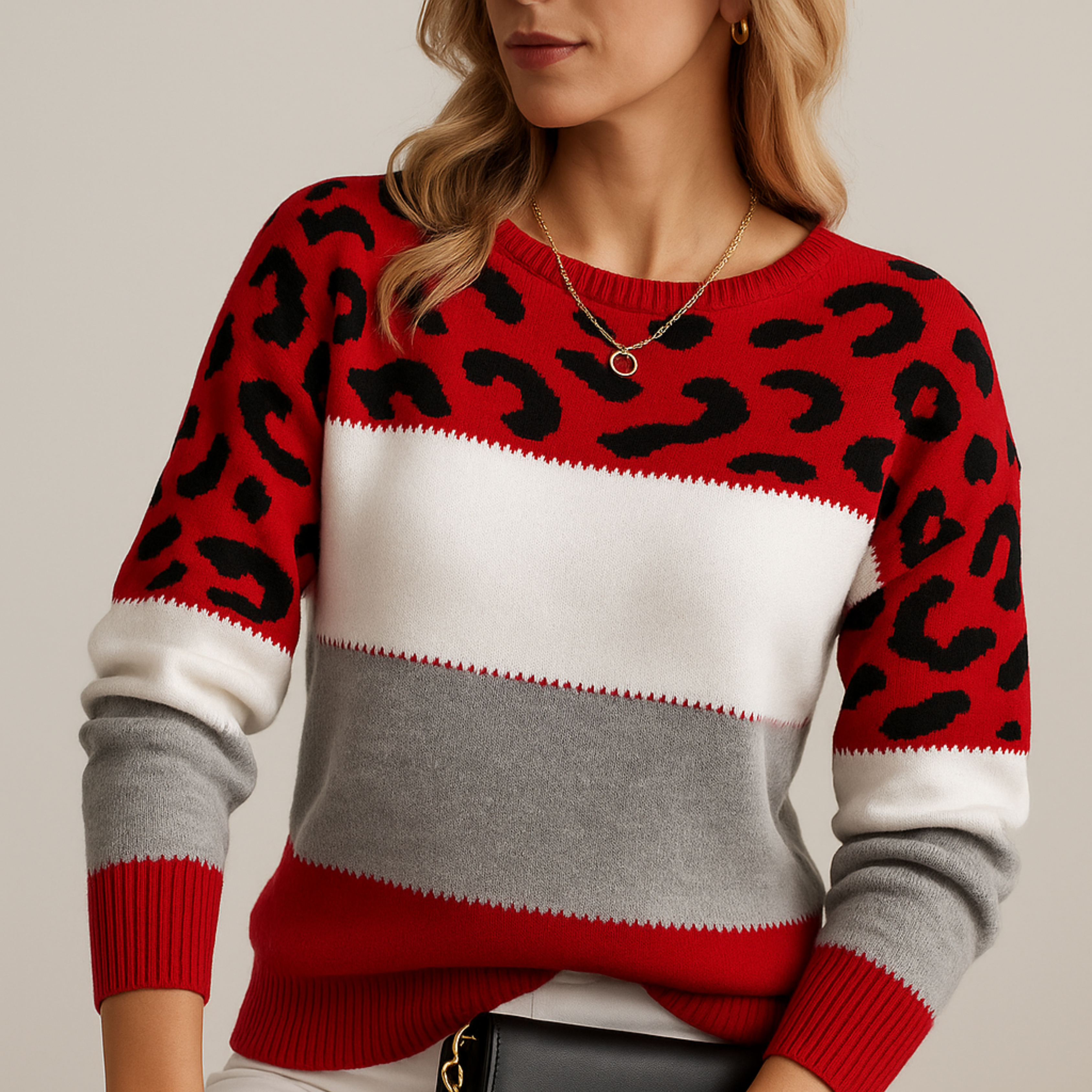 Ava™ - Elegant sweater with leopard print