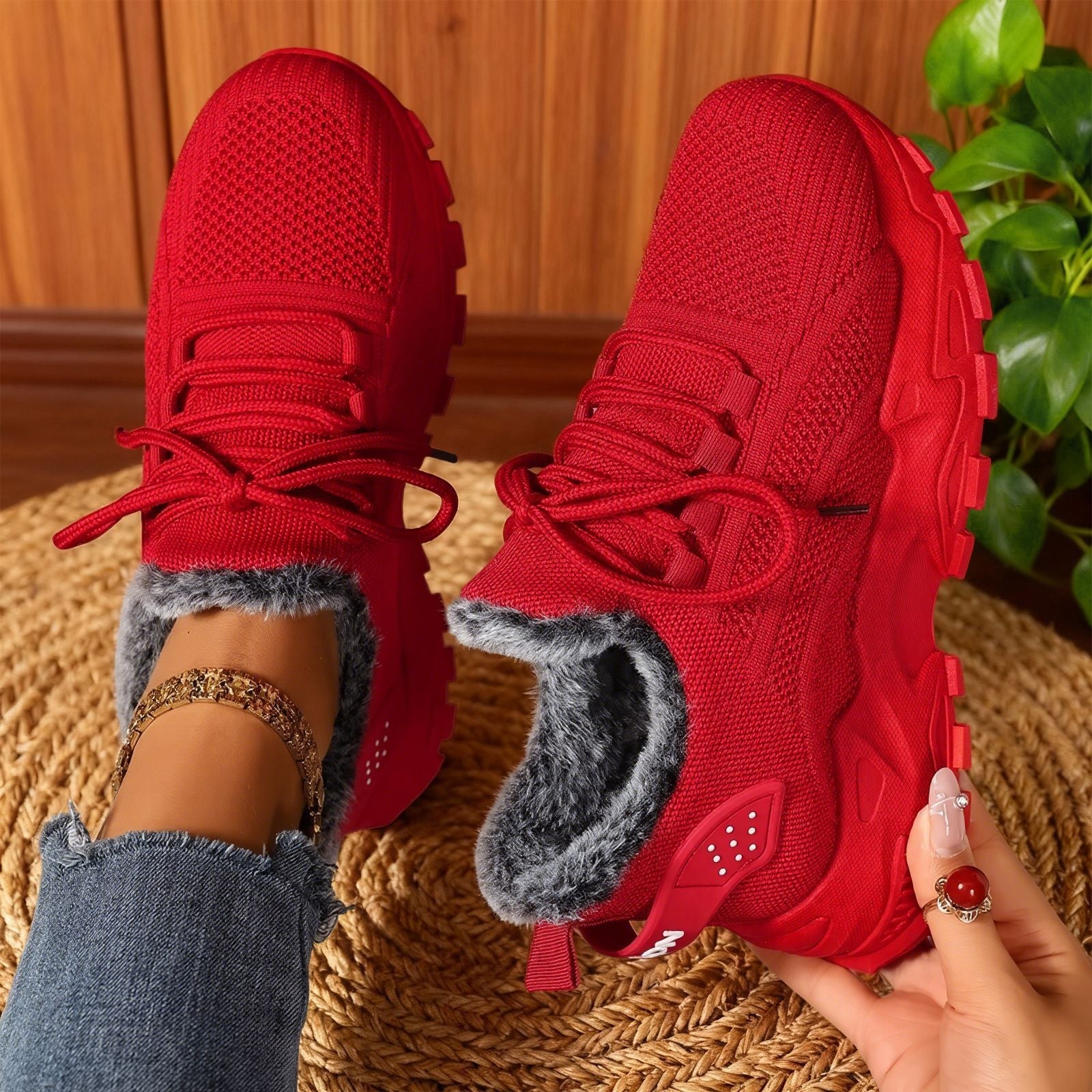 Ava™ - Casual Fleece Lace-Up Lightweight Sneakers