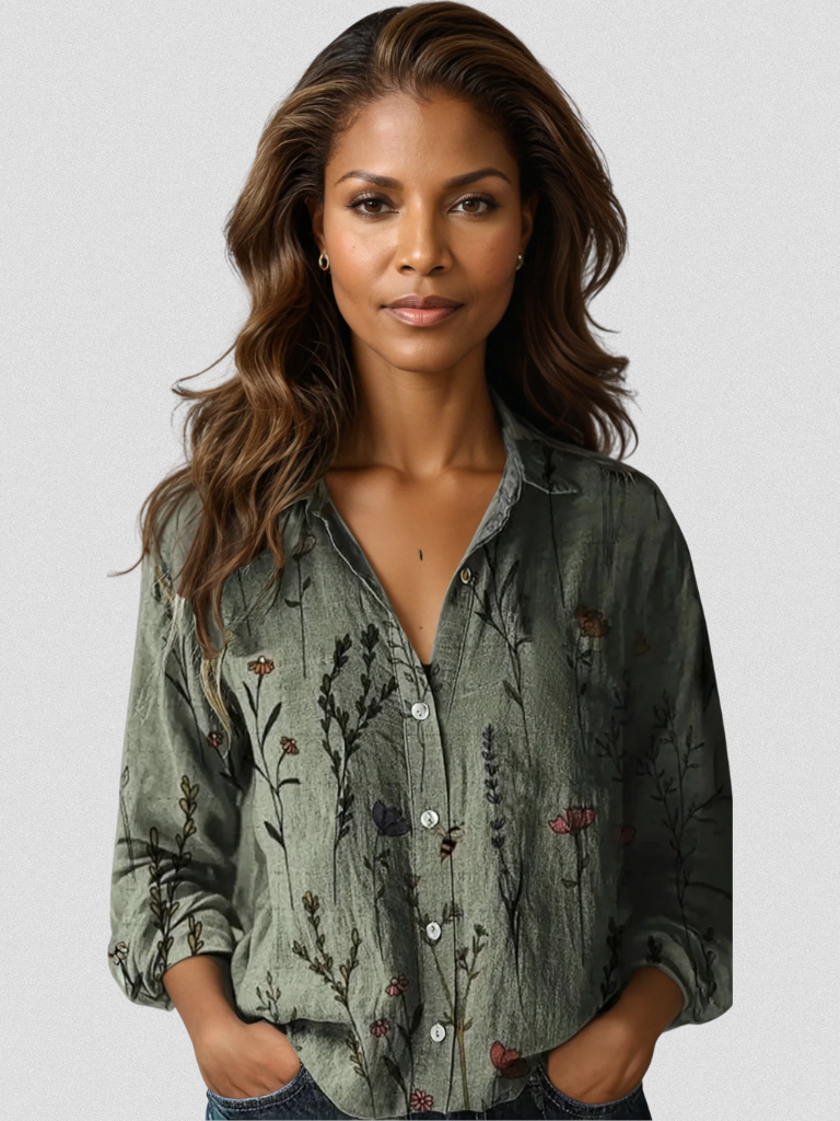 Ava™ Retro Long-Sleeve Blouse