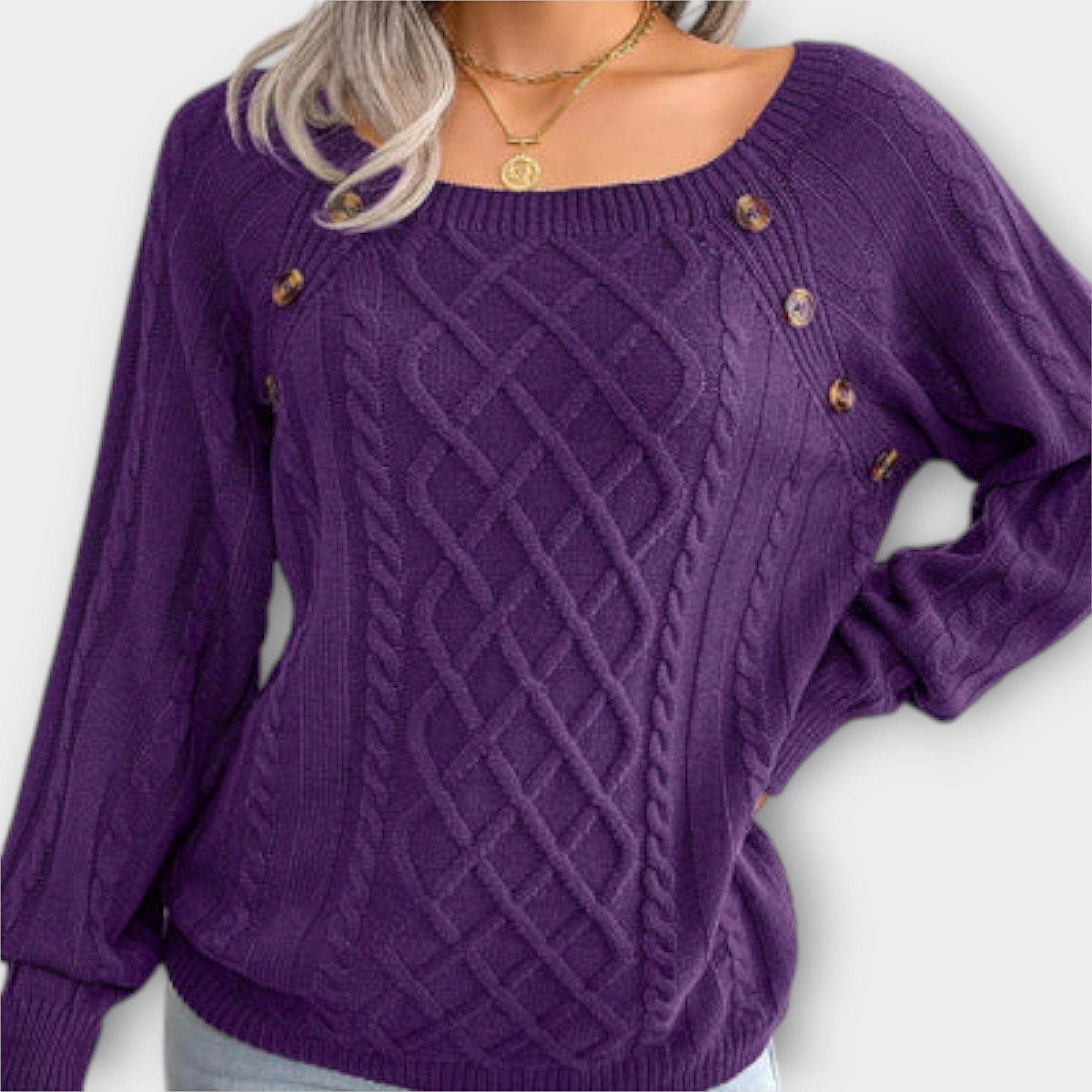 Ava™ - Knitted Sweater with Buttons