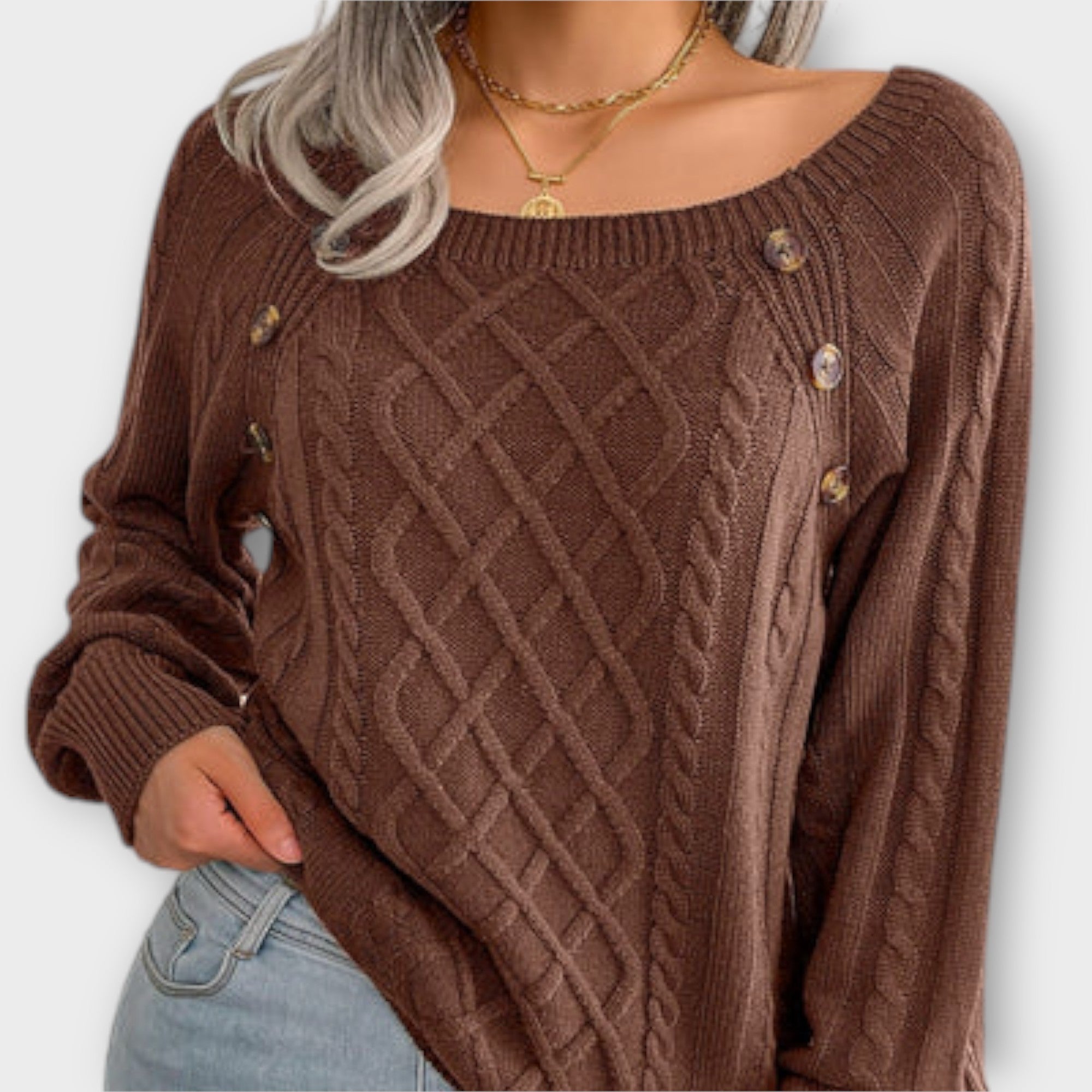 Ava™ - Knitted Sweater with Buttons