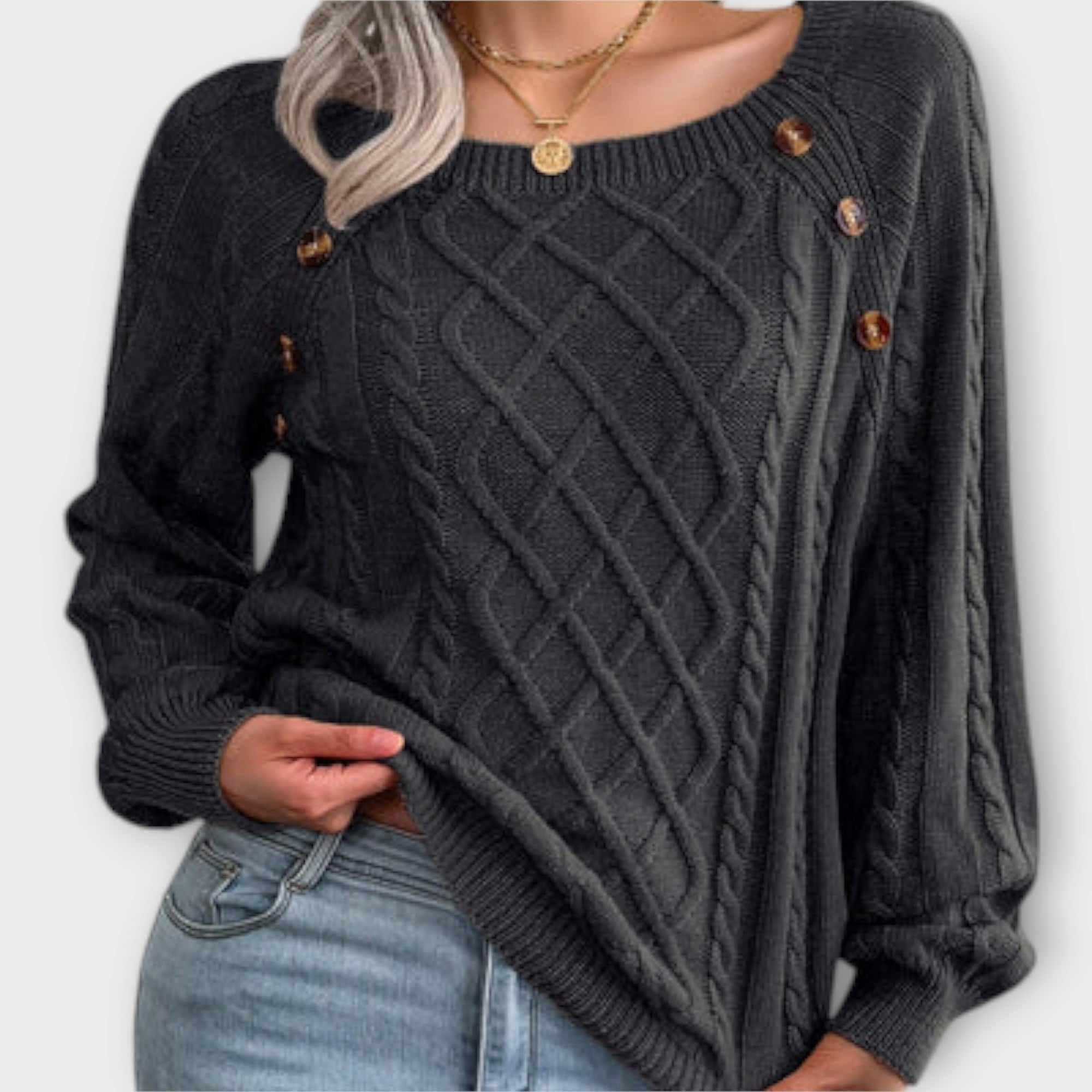 Ava™ - Knitted Sweater with Buttons