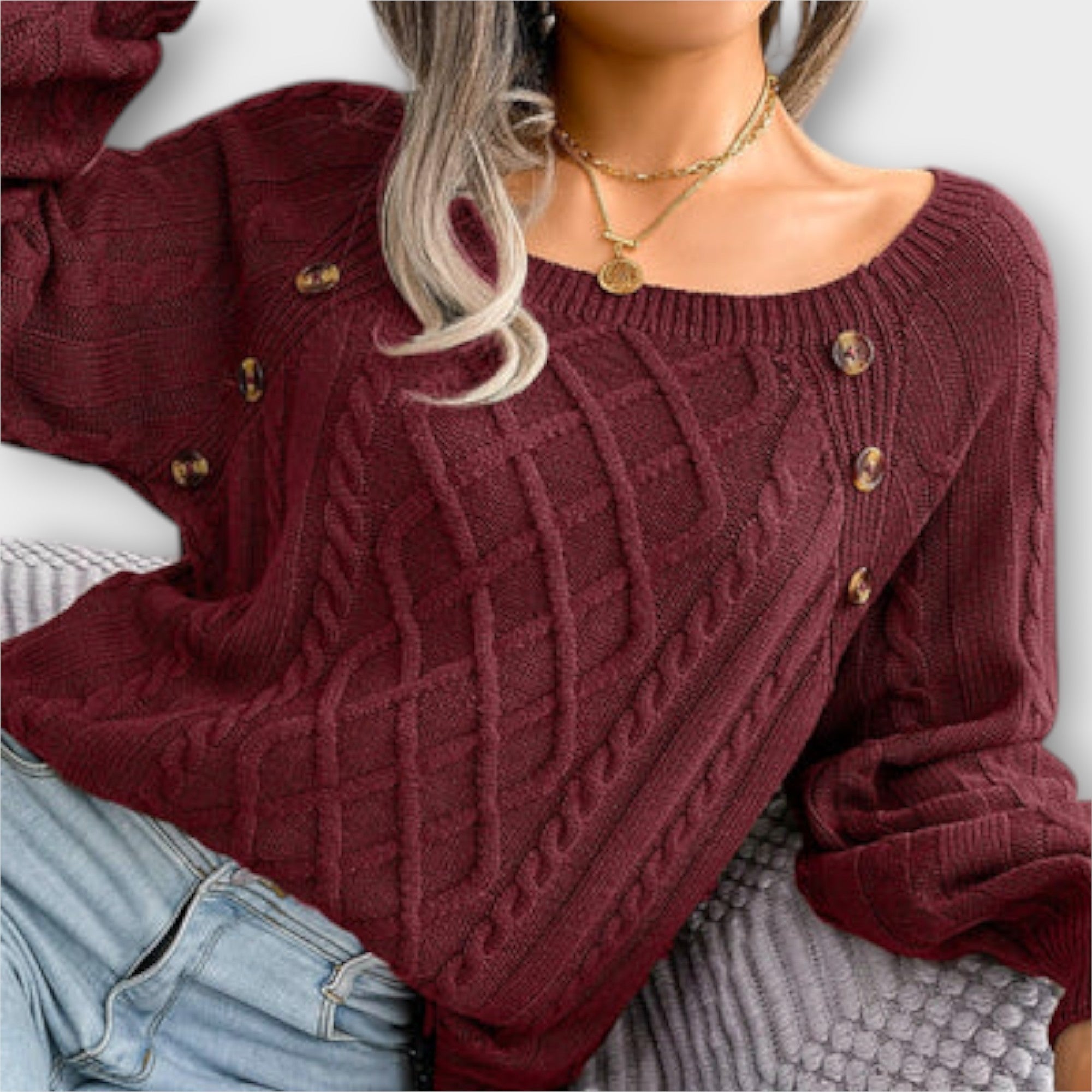 Ava™ - Knitted Sweater with Buttons