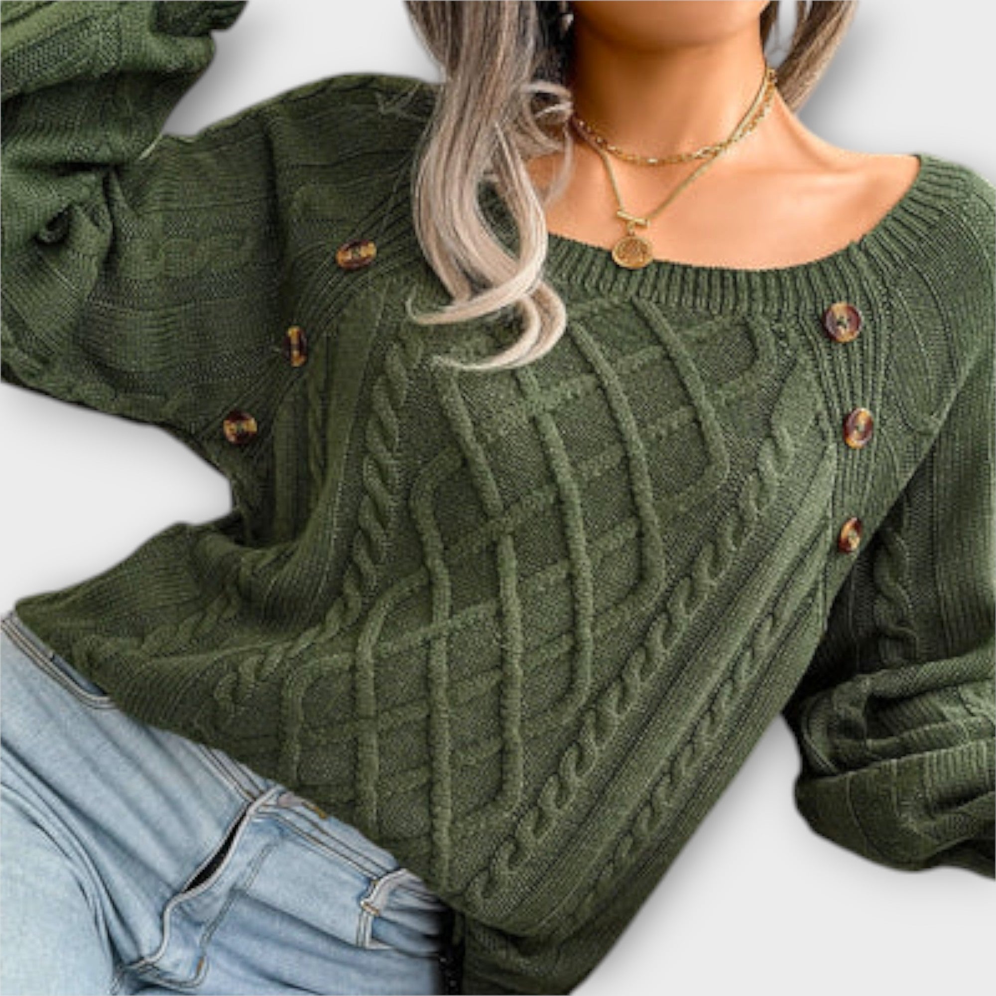 Ava™ - Knitted Sweater with Buttons