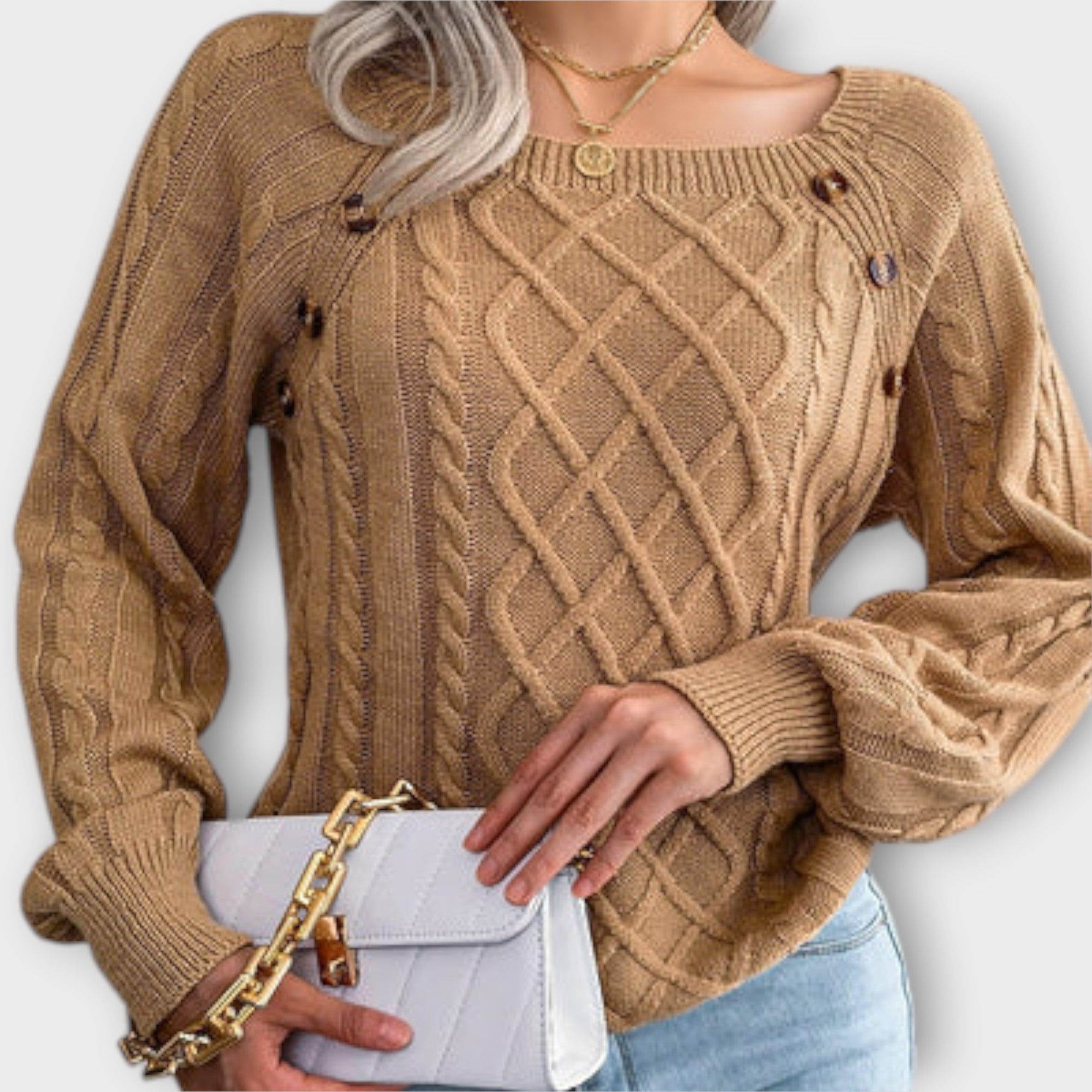 Ava™ - Knitted Sweater with Buttons
