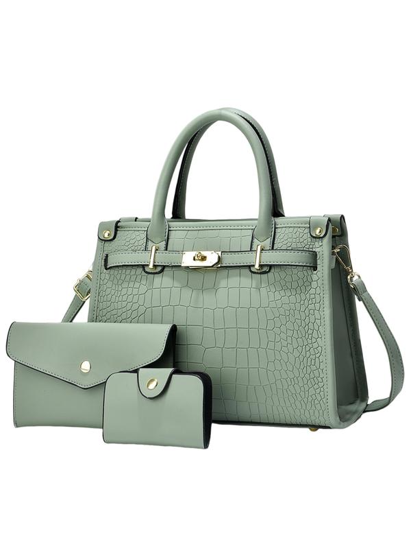 Ava™ - Crocodile Embossed PU Leather Large Capacity Handbag Set