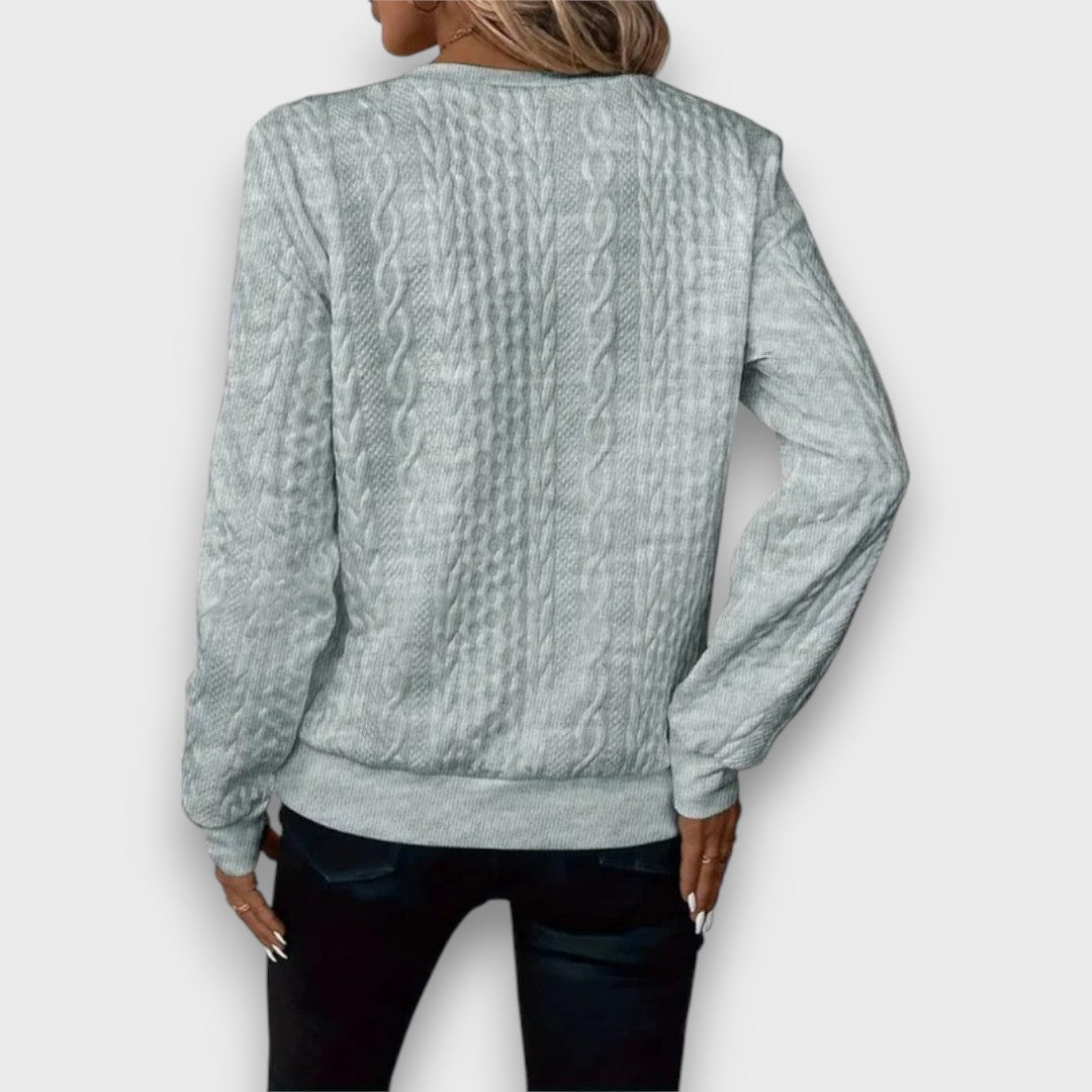 Ava™ - Cable-Knit Zip Front Sweater